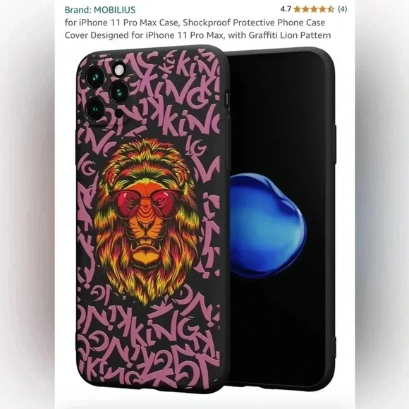 Mobilius IPhone 11 Pro Max shockproof case in a Graffiti lion style. New in box. - Picture 1 of 5